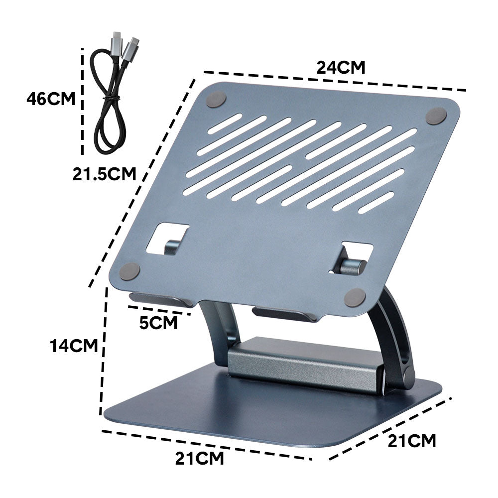 7-in-1 Laptop Stand Docking Station Ergonomic Laptop Riser 360 Rotatable - PD Charging HDMI USB-C and USB-A V985-LAPTOPSTAND