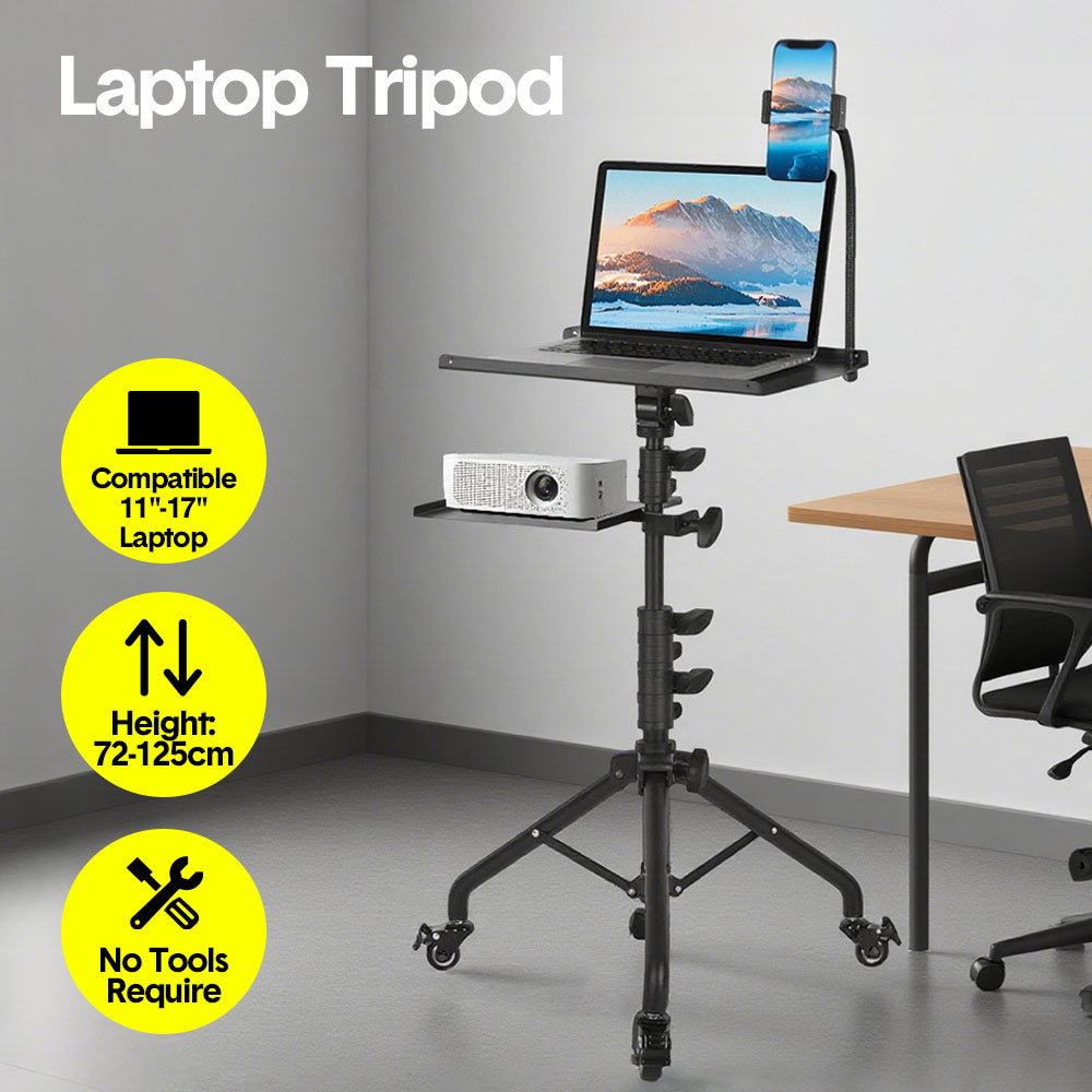 Mobile Laptop Tripod Stand 11-16 Inch on Wheels 82-170cm Height Adjustable Projector Stand Portable Stand V985-LAPTOPTRIPOD