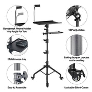 Mobile Laptop Tripod Stand 11-16 Inch on Wheels 82-170cm Height Adjustable Projector Stand Portable Stand V985-LAPTOPTRIPOD