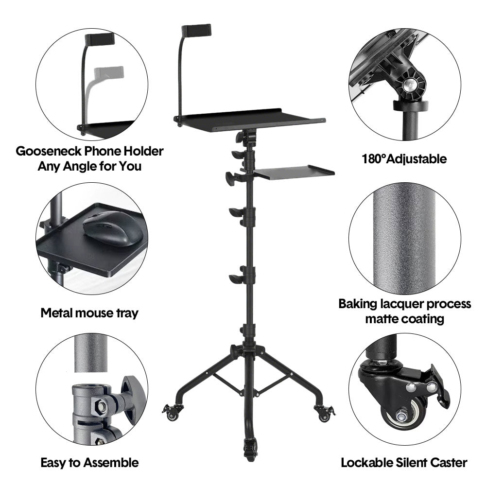 Mobile Laptop Tripod Stand 11-16 Inch on Wheels 82-170cm Height Adjustable Projector Stand Portable Stand V985-LAPTOPTRIPOD