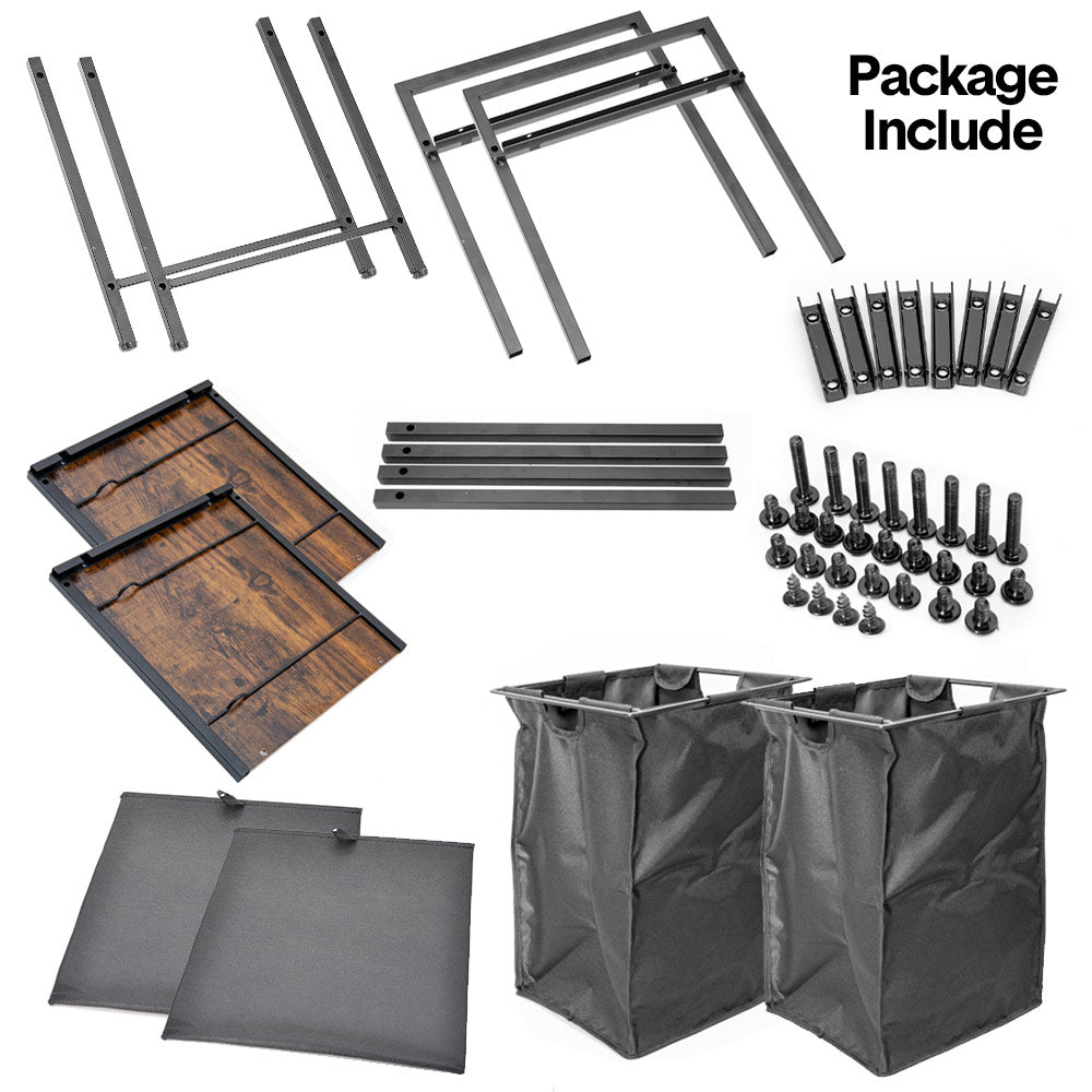 Laundry Hamper Basket Metal Laundry Organizer with MDF Shelf and 2 Waterproof Pull-Out Removable Dirty V985-LAUNDRYHAMPER
