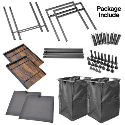 Laundry Hamper Basket Metal Laundry Organizer with MDF Shelf and 2 Waterproof Pull-Out Removable Dirty V985-LAUNDRYHAMPER