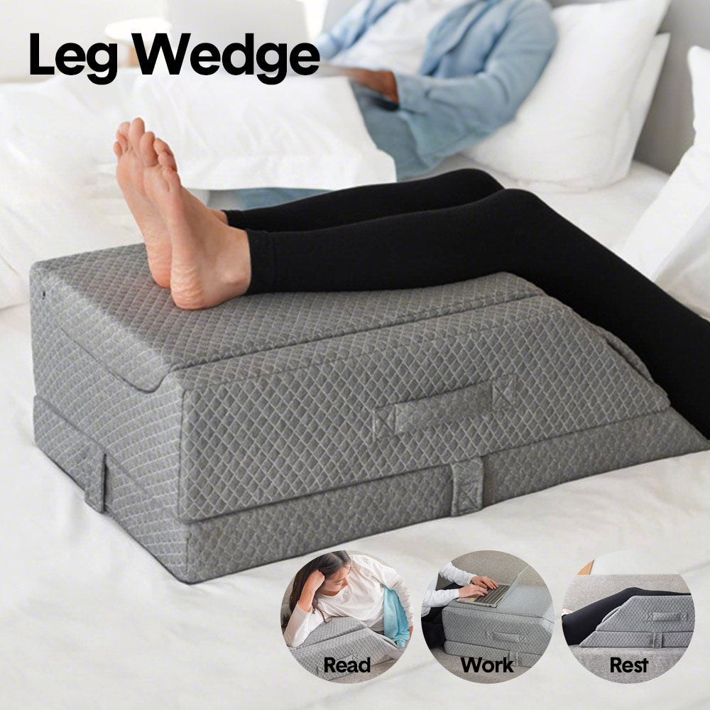 Leg Wedge Ergonomic Booster 3-Height Adjustable Memory Foam Leg Support Pillow with Washable Cover for Ankle V985-LEGWEDGE