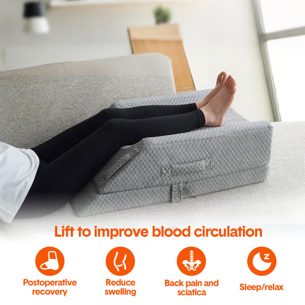 Leg Wedge Ergonomic Booster 3-Height Adjustable Memory Foam Leg Support Pillow with Washable Cover for Ankle V985-LEGWEDGE