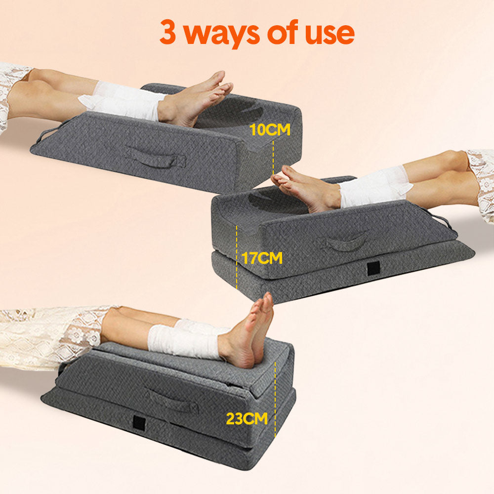 Leg Wedge Ergonomic Booster 3-Height Adjustable Memory Foam Leg Support Pillow with Washable Cover for Ankle V985-LEGWEDGE