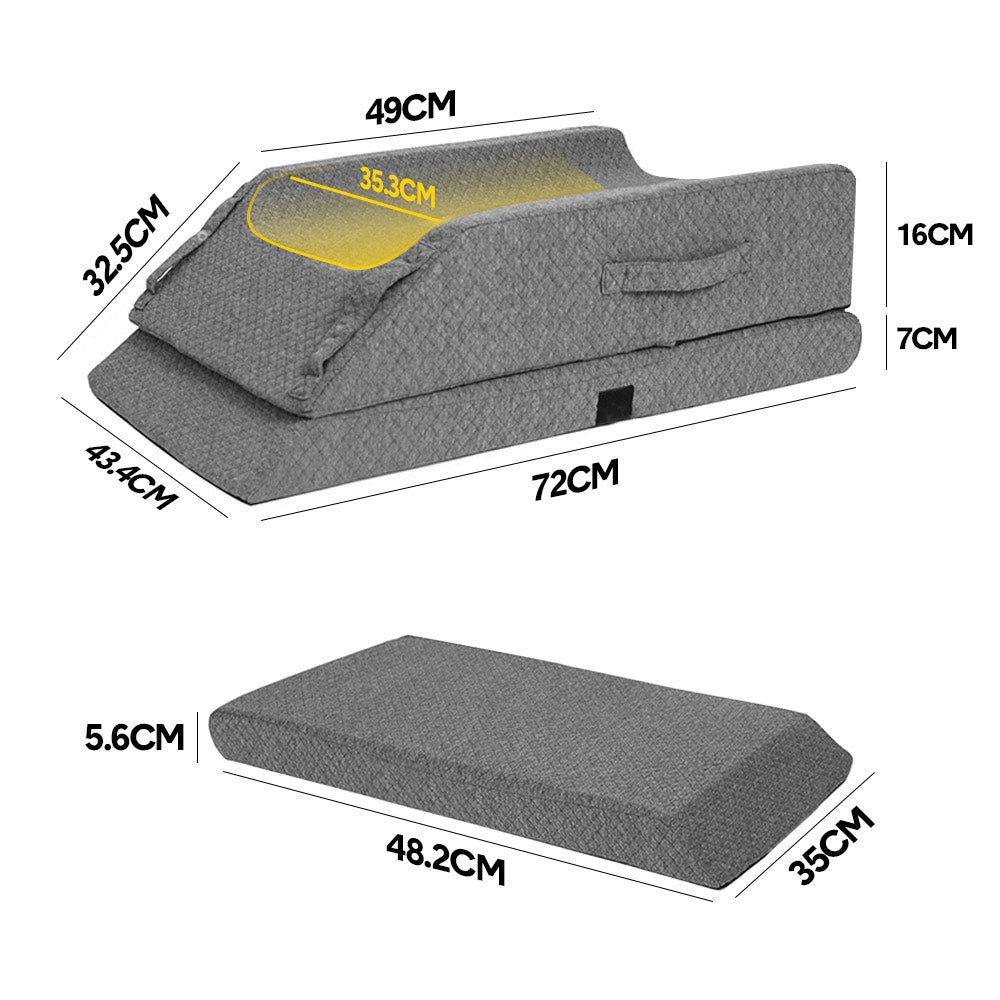Leg Wedge Ergonomic Booster 3-Height Adjustable Memory Foam Leg Support Pillow with Washable Cover for Ankle V985-LEGWEDGE