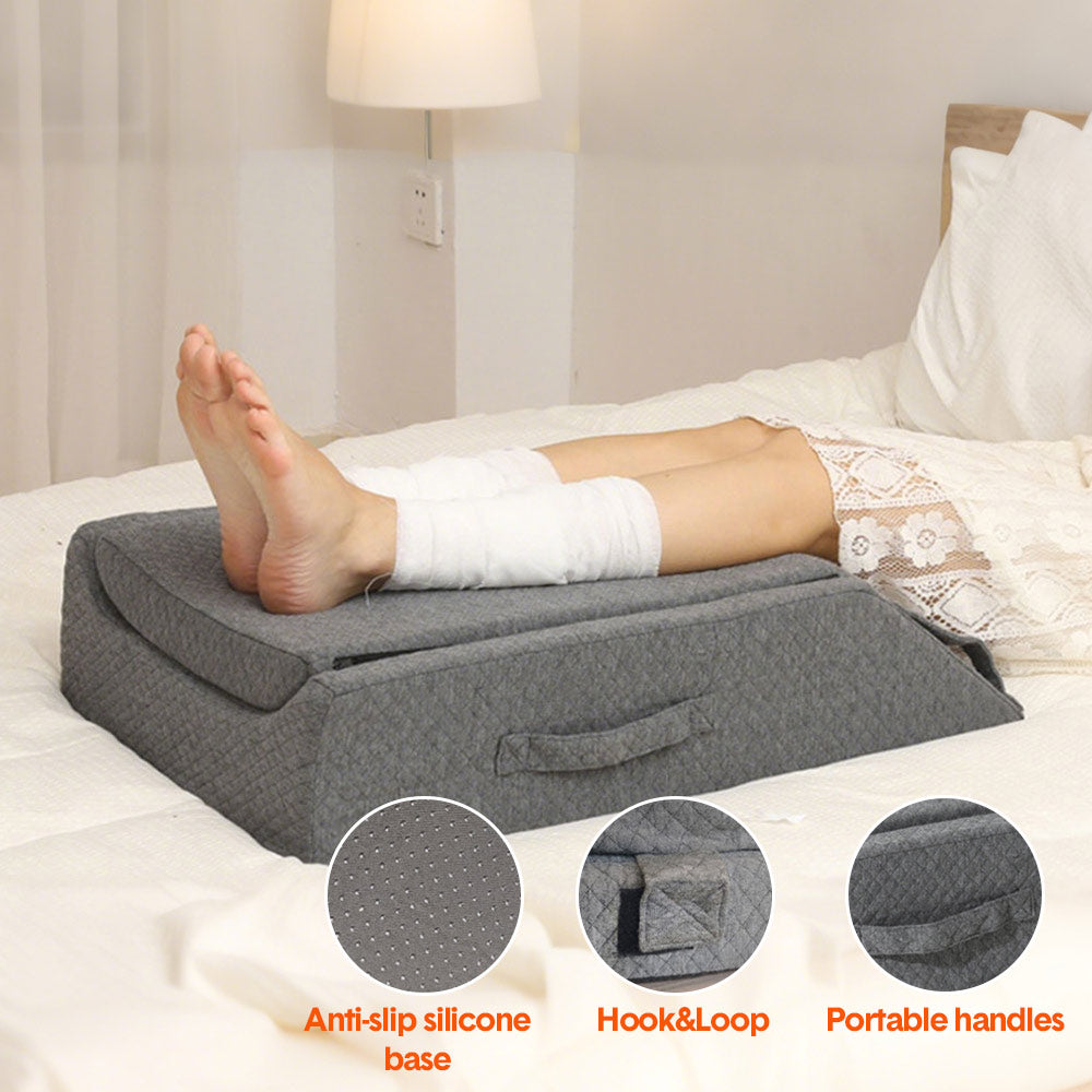 Leg Wedge Ergonomic Booster 3-Height Adjustable Memory Foam Leg Support Pillow with Washable Cover for Ankle V985-LEGWEDGE