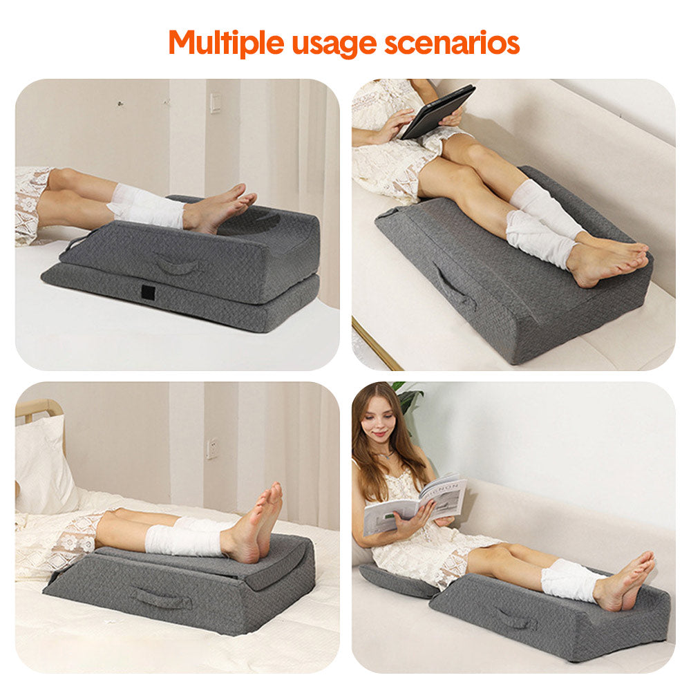 Leg Wedge Ergonomic Booster 3-Height Adjustable Memory Foam Leg Support Pillow with Washable Cover for Ankle V985-LEGWEDGE