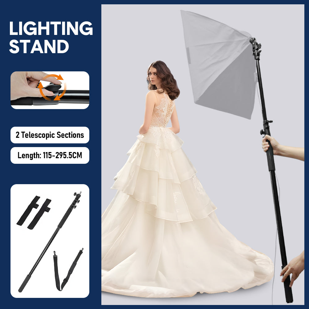 Handheld Boom Pole Stand Light Portable Telescopic Stand Max 3m with Lock and Shoulder Strap For Studio V985-LIGHTINGSTAND