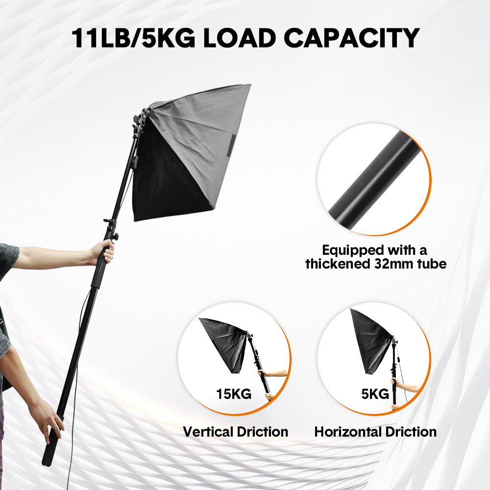 Handheld Boom Pole Stand Light Portable Telescopic Stand Max 3m with Lock and Shoulder Strap For Studio V985-LIGHTINGSTAND