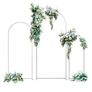 Metal Arch Backdrop White Stand Wedding Arch Stand Set of 3 (6FT/5FT/4FT) Square Arched Frame for Outdoor V985-METALBACKDROPWHITE