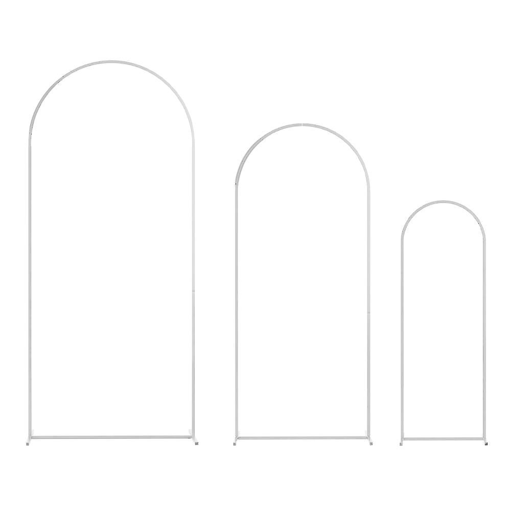 Metal Arch Backdrop White Stand Wedding Arch Stand Set of 3 (6FT/5FT/4FT) Square Arched Frame for Outdoor V985-METALBACKDROPWHITE
