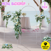Metal Arch Backdrop White Stand Wedding Arch Stand Set of 3 (6FT/5FT/4FT) Square Arched Frame for Outdoor V985-METALBACKDROPWHITE