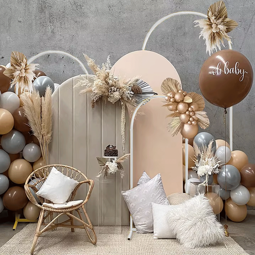 Metal Arch Backdrop White Stand Wedding Arch Stand Set of 3 (6FT/5FT/4FT) Square Arched Frame for Outdoor V985-METALBACKDROPWHITE