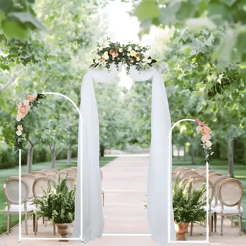 Metal Arch Backdrop White Stand Wedding Arch Stand Set of 3 (6FT/5FT/4FT) Square Arched Frame for Outdoor V985-METALBACKDROPWHITE
