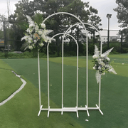 Metal Arch Backdrop White Stand Wedding Arch Stand Set of 3 (6FT/5FT/4FT) Square Arched Frame for Outdoor V985-METALBACKDROPWHITE