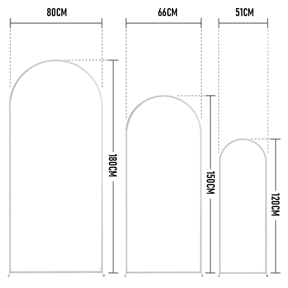 Metal Arch Backdrop White Stand Wedding Arch Stand Set of 3 (6FT/5FT/4FT) Square Arched Frame for Outdoor V985-METALBACKDROPWHITE
