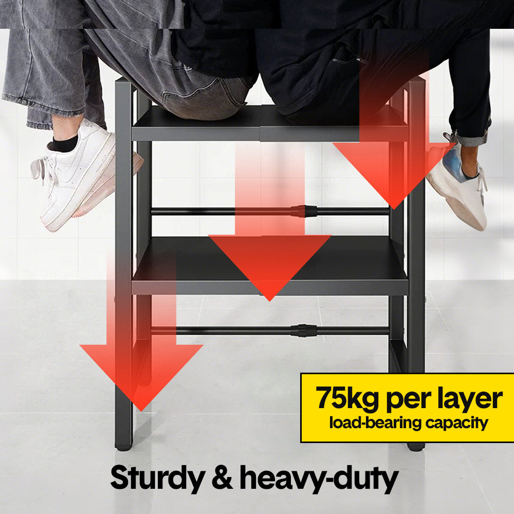3-Tier Microwave Stand Oven Rack Height Adjustable and Extendable Stainless Steel Kitchen Storage Shelf With V985-MICROWAVESHELF
