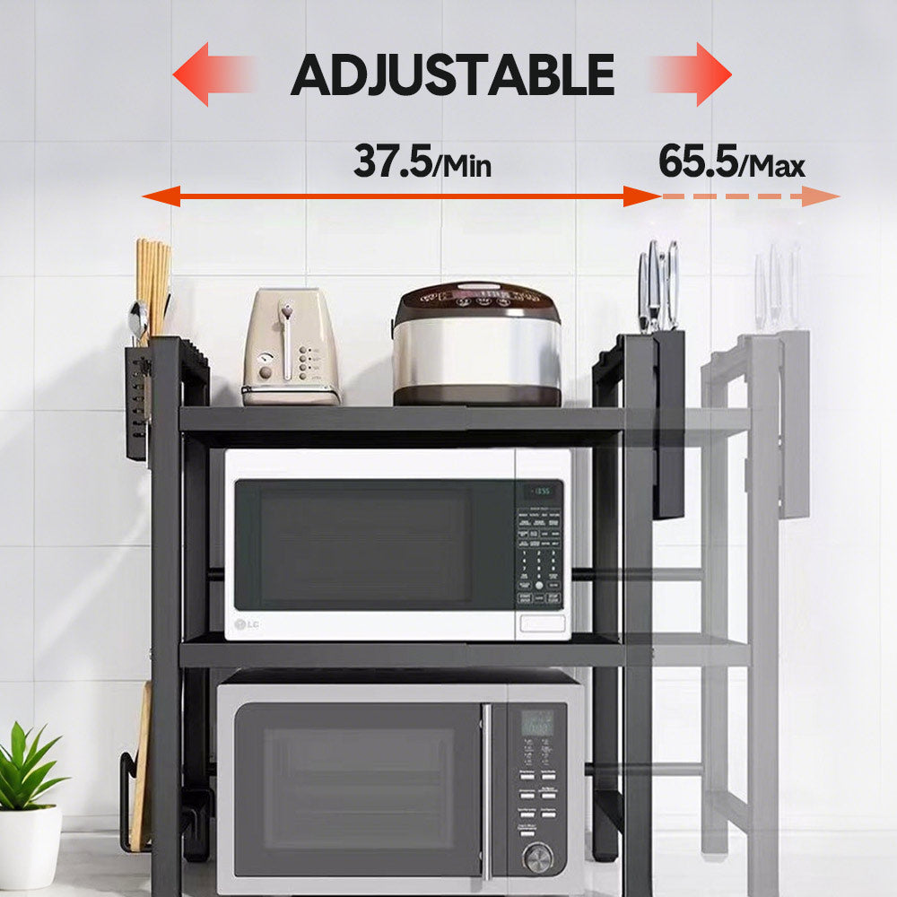 3-Tier Microwave Stand Oven Rack Height Adjustable and Extendable Stainless Steel Kitchen Storage Shelf With V985-MICROWAVESHELF