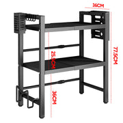 3-Tier Microwave Stand Oven Rack Height Adjustable and Extendable Stainless Steel Kitchen Storage Shelf With V985-MICROWAVESHELF