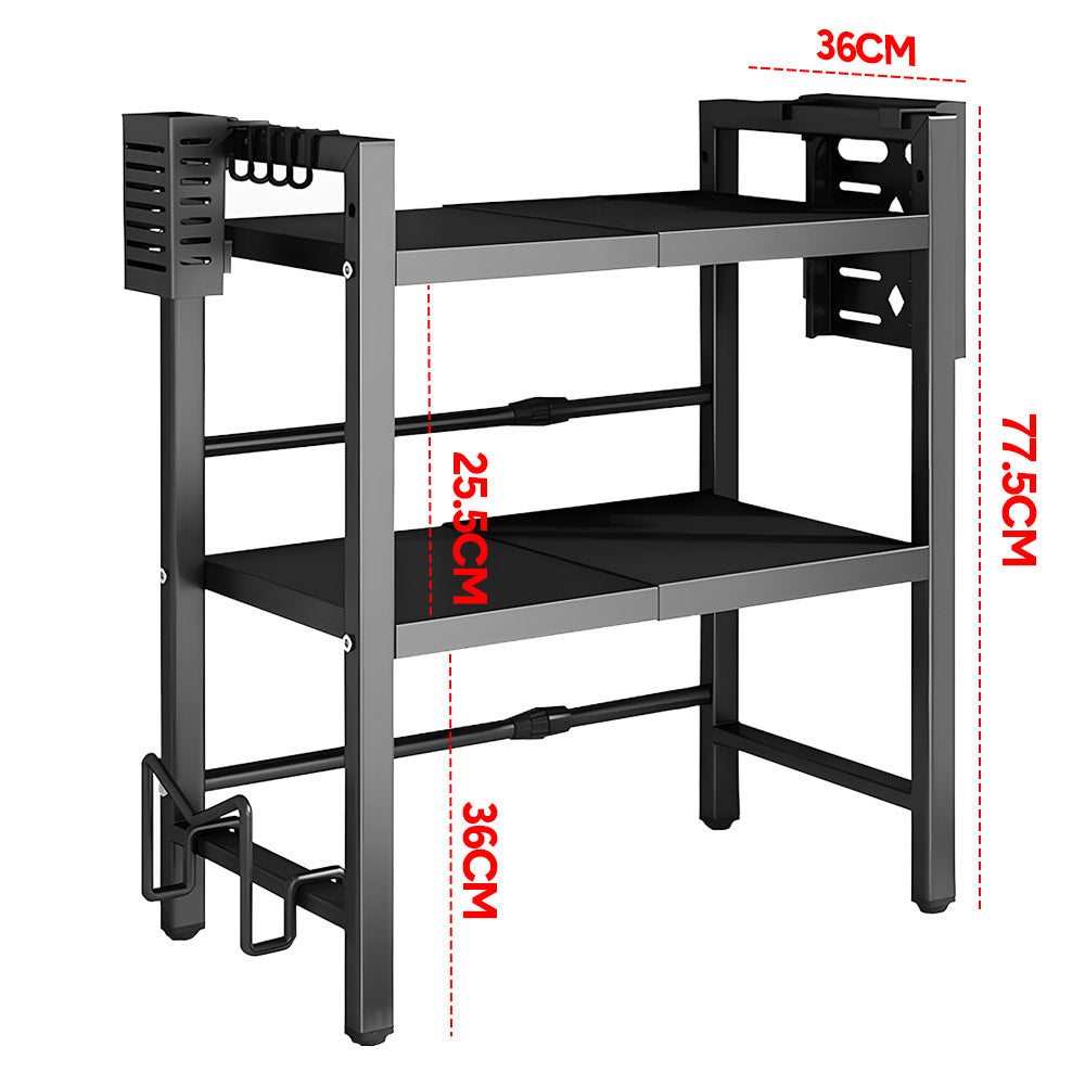 3-Tier Microwave Stand Oven Rack Height Adjustable and Extendable Stainless Steel Kitchen Storage Shelf With V985-MICROWAVESHELF