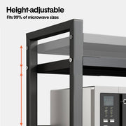 3-Tier Microwave Stand Oven Rack Height Adjustable and Extendable Stainless Steel Kitchen Storage Shelf With V985-MICROWAVESHELF