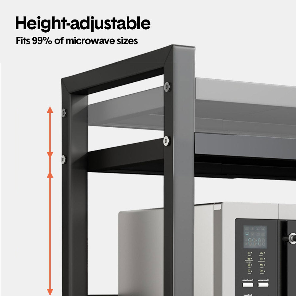 3-Tier Microwave Stand Oven Rack Height Adjustable and Extendable Stainless Steel Kitchen Storage Shelf With V985-MICROWAVESHELF