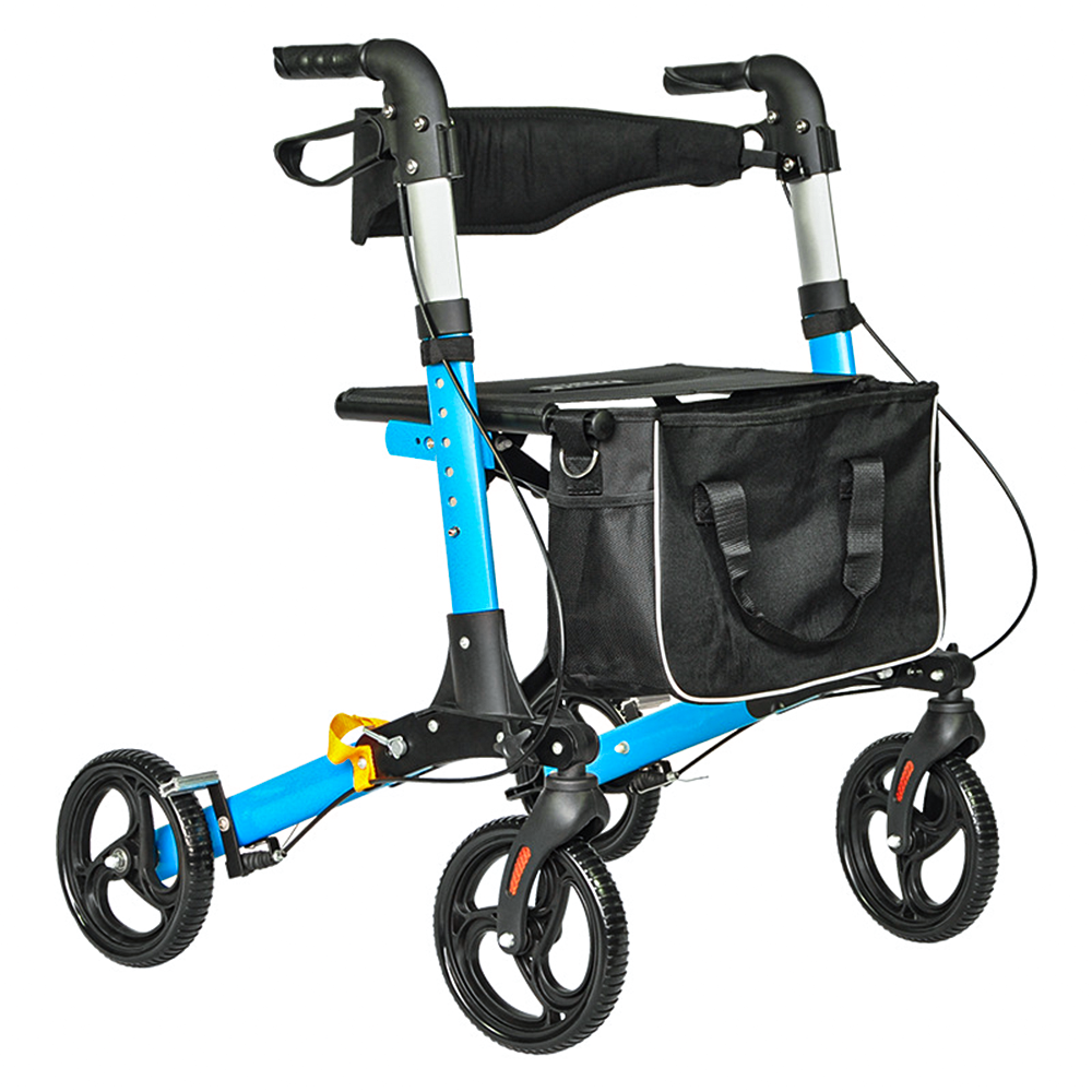 Alston 2 In 1 Foldable X-Fold Mobility Walker Rollator Chair Aid 8 Inch Wheel Max Load 136KG with Zippered V985-MOBILITYWALKER
