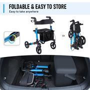 Alston 2 In 1 Foldable X-Fold Mobility Walker Rollator Chair Aid 8 Inch Wheel Max Load 136KG with Zippered V985-MOBILITYWALKER