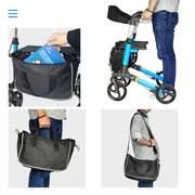 Alston 2 In 1 Foldable X-Fold Mobility Walker Rollator Chair Aid 8 Inch Wheel Max Load 136KG with Zippered V985-MOBILITYWALKER