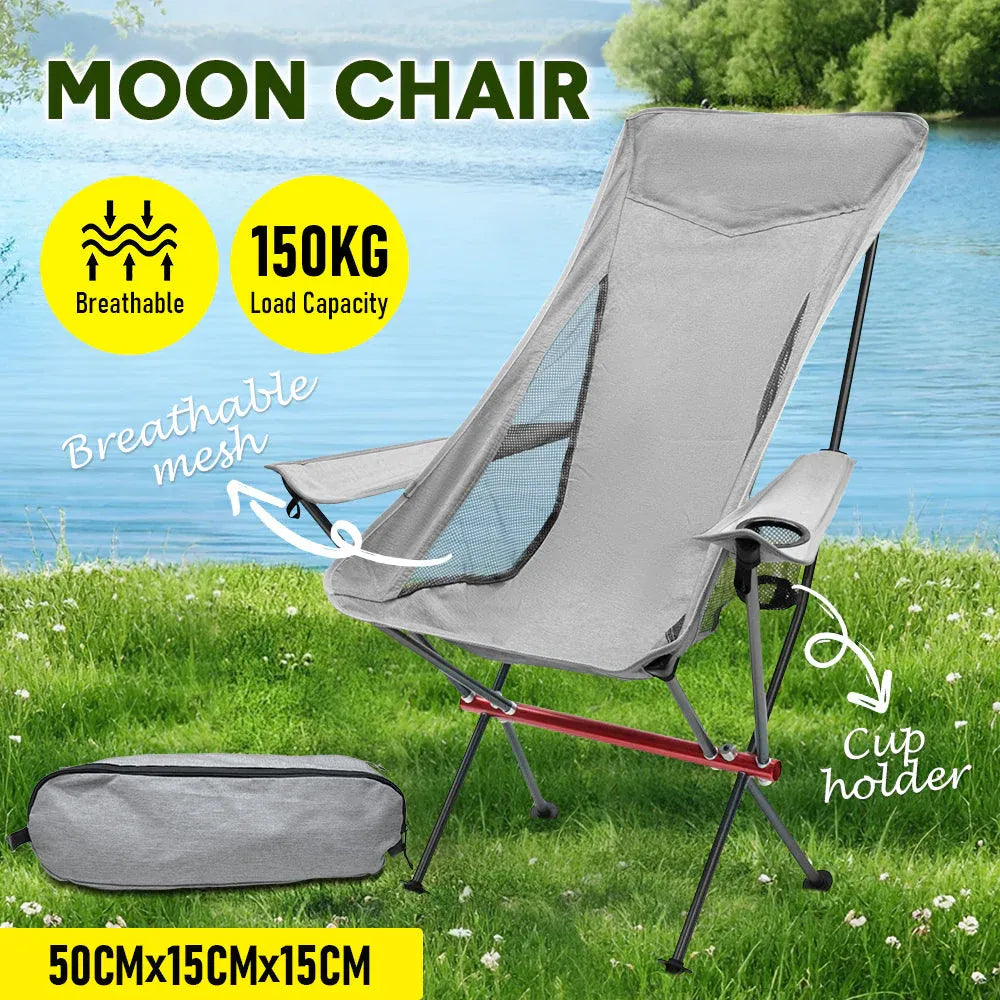 Ultra-Light 1.5KG Portable Folding Rock Camping Chair No Tools Setup 150kg Capacity Heat-Resistant Oxford V985-MOONCHAIR