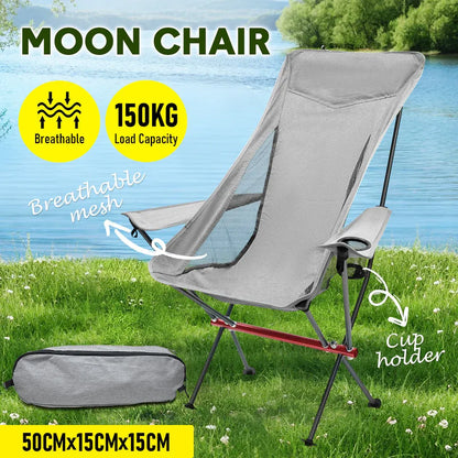 Ultra-Light 1.5KG Portable Folding Rock Camping Chair No Tools Setup 150kg Capacity Heat-Resistant Oxford V985-MOONCHAIR