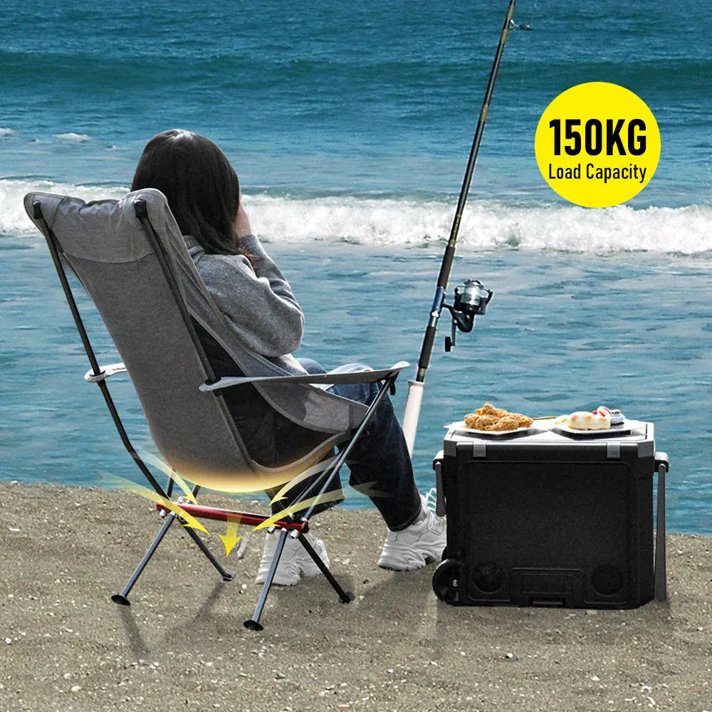 Ultra-Light 1.5KG Portable Folding Rock Camping Chair No Tools Setup 150kg Capacity Heat-Resistant Oxford V985-MOONCHAIR