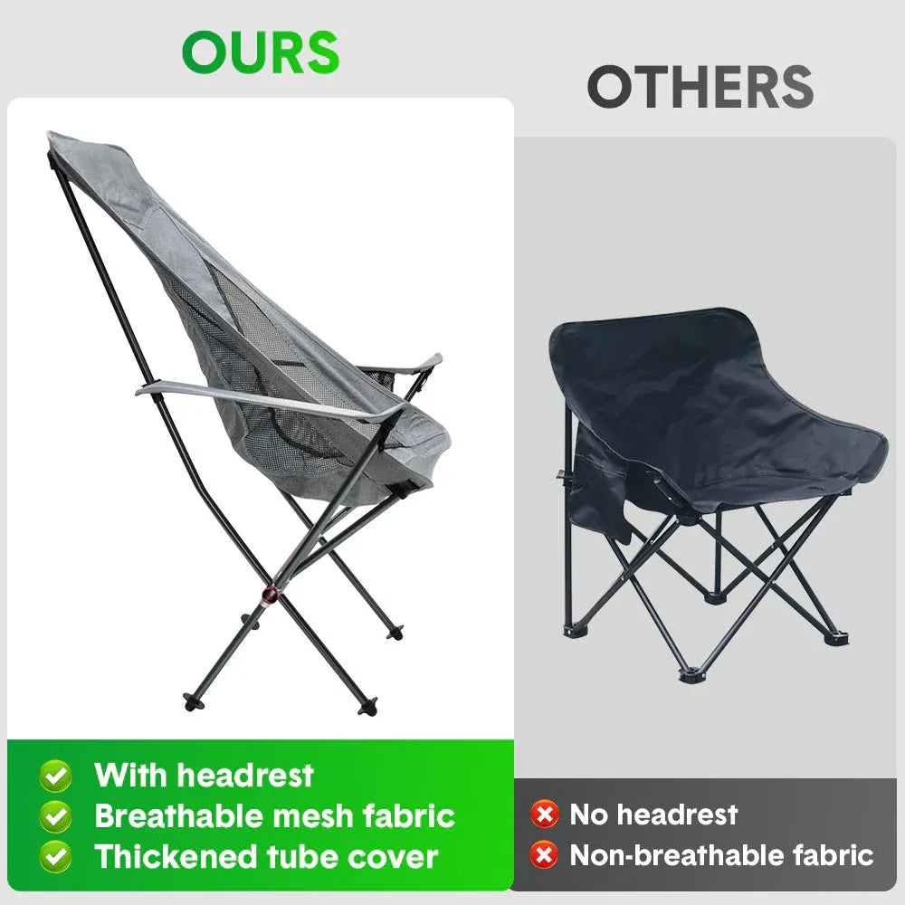 Ultra-Light 1.5KG Portable Folding Rock Camping Chair No Tools Setup 150kg Capacity Heat-Resistant Oxford V985-MOONCHAIR