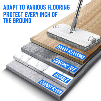 Flat D Set Mop and Bucket Wringer Set with Stainless-Steel Handle 10 Washable and Reusable Microfiber Pads V985-MOPANDBUCKETSET
