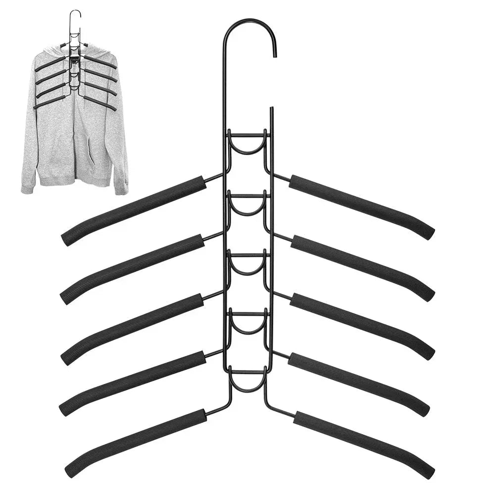 8 Sets Magic Clothes Hangers Detachable 5-in-1 Multilayer Carbon Steel Coat Hanger with Anti-Slip Foam V985-MULTIHANGERS