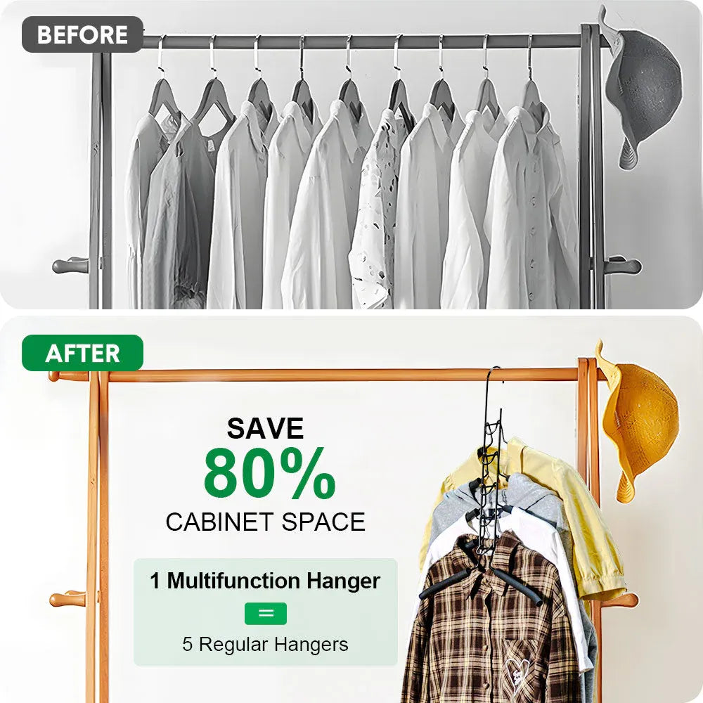 8 Sets Magic Clothes Hangers Detachable 5-in-1 Multilayer Carbon Steel Coat Hanger with Anti-Slip Foam V985-MULTIHANGERS