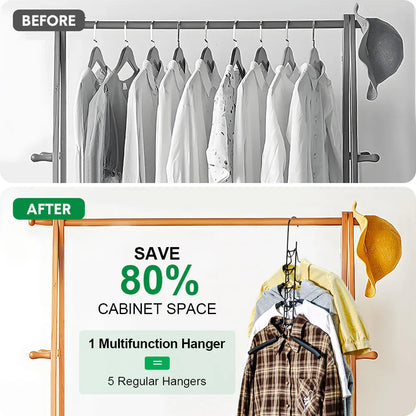 8 Sets Magic Clothes Hangers Detachable 5-in-1 Multilayer Carbon Steel Coat Hanger with Anti-Slip Foam V985-MULTIHANGERS