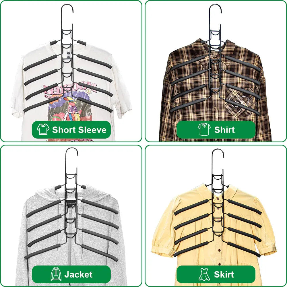 8 Sets Magic Clothes Hangers Detachable 5-in-1 Multilayer Carbon Steel Coat Hanger with Anti-Slip Foam V985-MULTIHANGERS