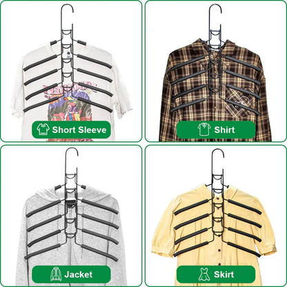 8 Sets Magic Clothes Hangers Detachable 5-in-1 Multilayer Carbon Steel Coat Hanger with Anti-Slip Foam V985-MULTIHANGERS