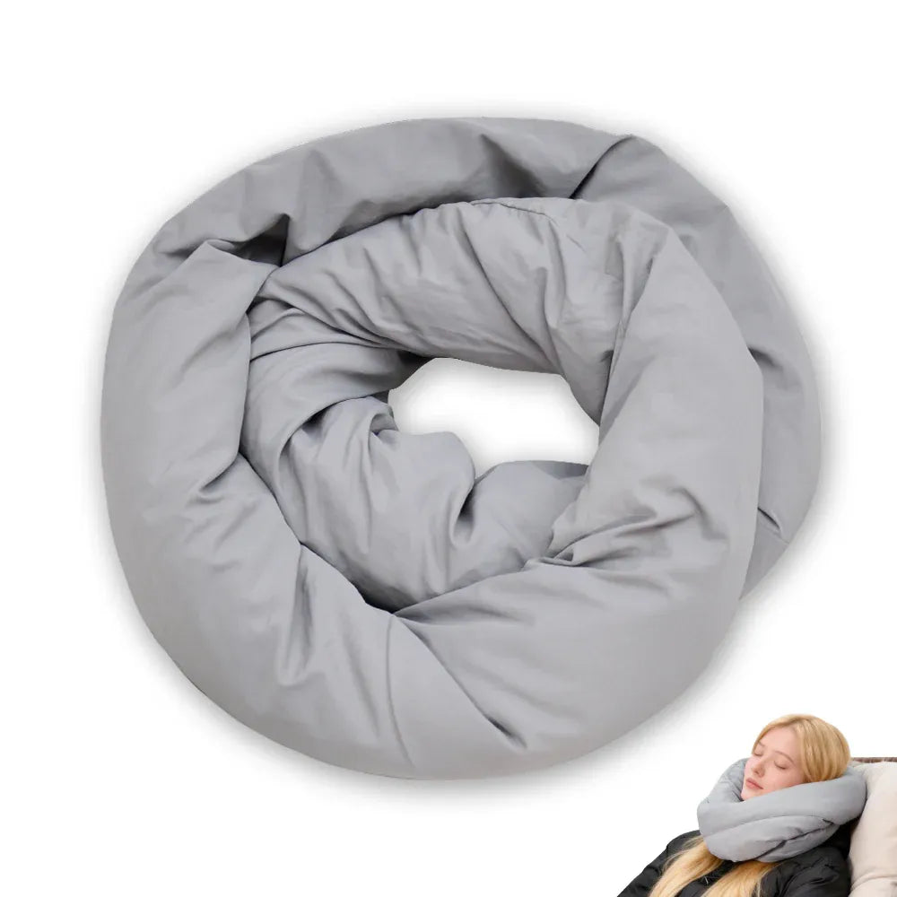 2Pcs Travel Pillow Wrap Comfort Adjustable Neck Support Pillow Scarf for Airplane Travel Sleep Nap Machine V985-NECKPILLOW