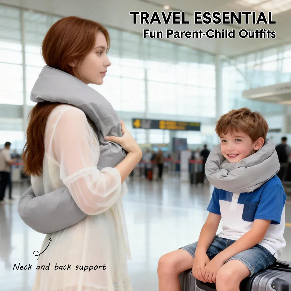 2Pcs Travel Pillow Wrap Comfort Adjustable Neck Support Pillow Scarf for Airplane Travel Sleep Nap Machine V985-NECKPILLOW