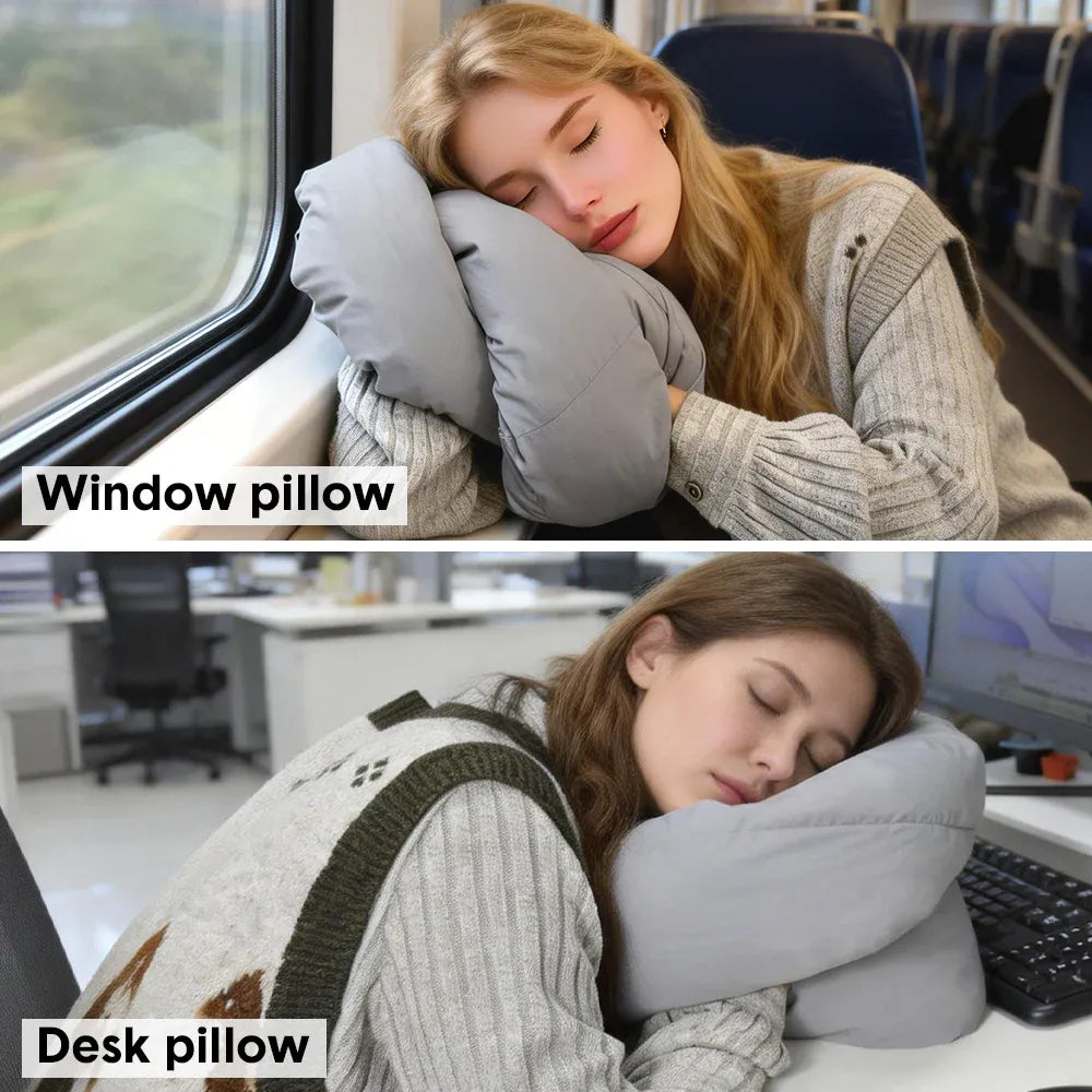 2Pcs Travel Pillow Wrap Comfort Adjustable Neck Support Pillow Scarf for Airplane Travel Sleep Nap Machine V985-NECKPILLOW