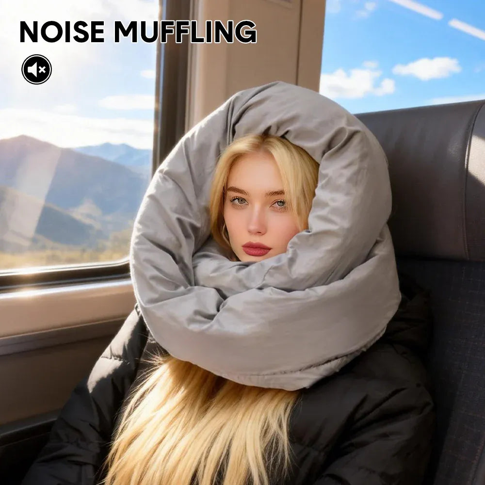 2Pcs Travel Pillow Wrap Comfort Adjustable Neck Support Pillow Scarf for Airplane Travel Sleep Nap Machine V985-NECKPILLOW