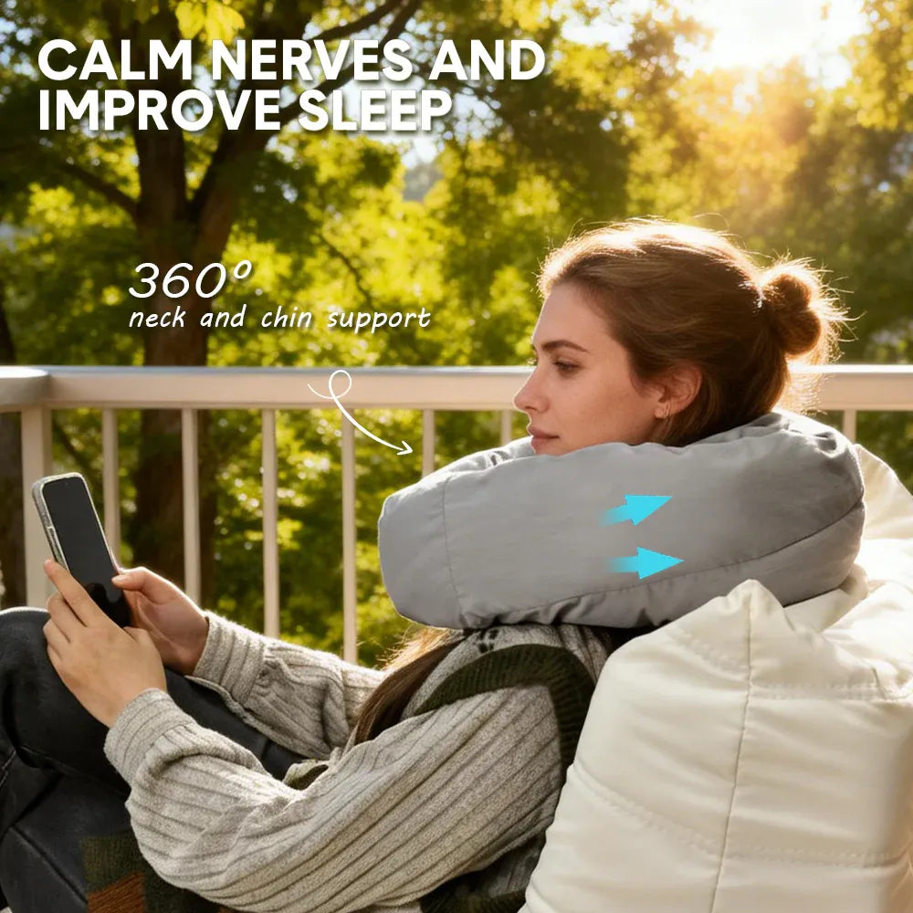 2Pcs Travel Pillow Wrap Comfort Adjustable Neck Support Pillow Scarf for Airplane Travel Sleep Nap Machine V985-NECKPILLOW