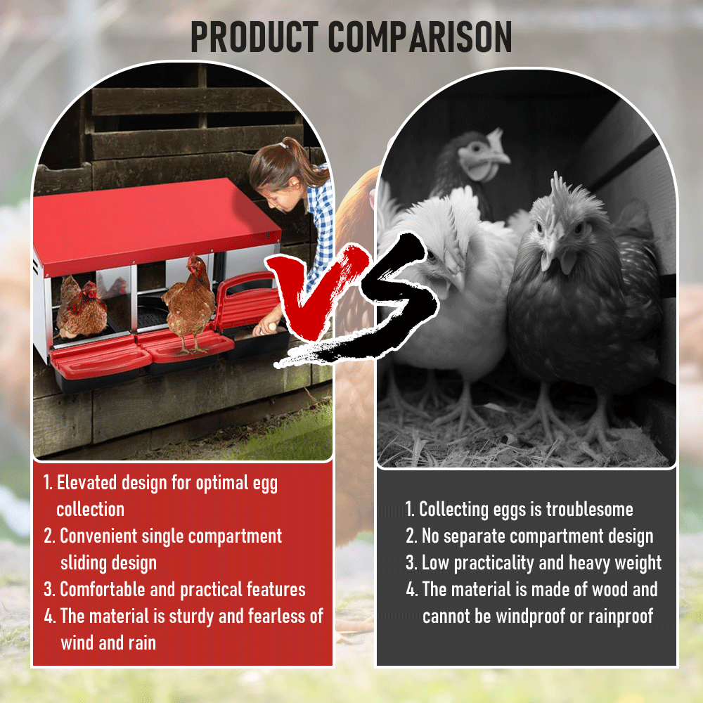 Chicken Hen Coop Hutch Nesting Box 3-Hole Roll Away Metal Design 52x47.5x81cm Durable Indoor Outdoor Laying V985-NESTINGBOX