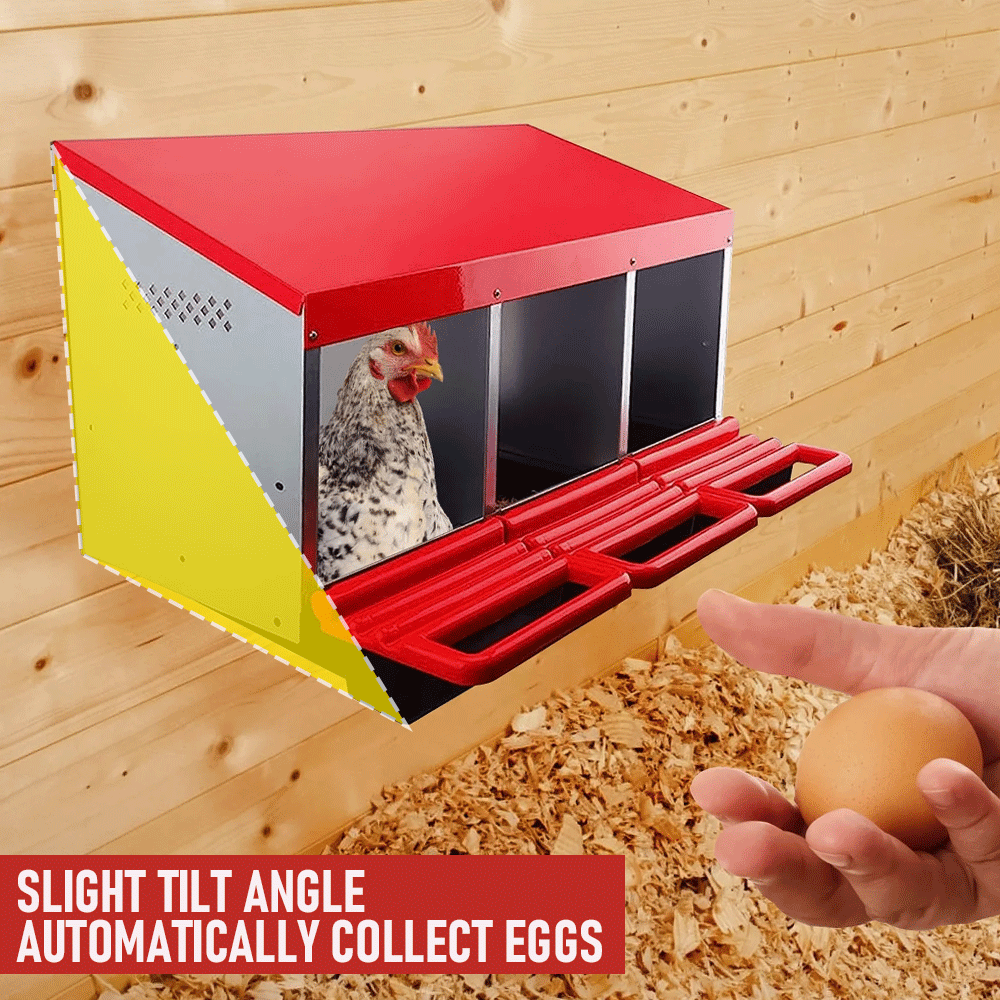 Chicken Hen Coop Hutch Nesting Box 3-Hole Roll Away Metal Design 52x47.5x81cm Durable Indoor Outdoor Laying V985-NESTINGBOX
