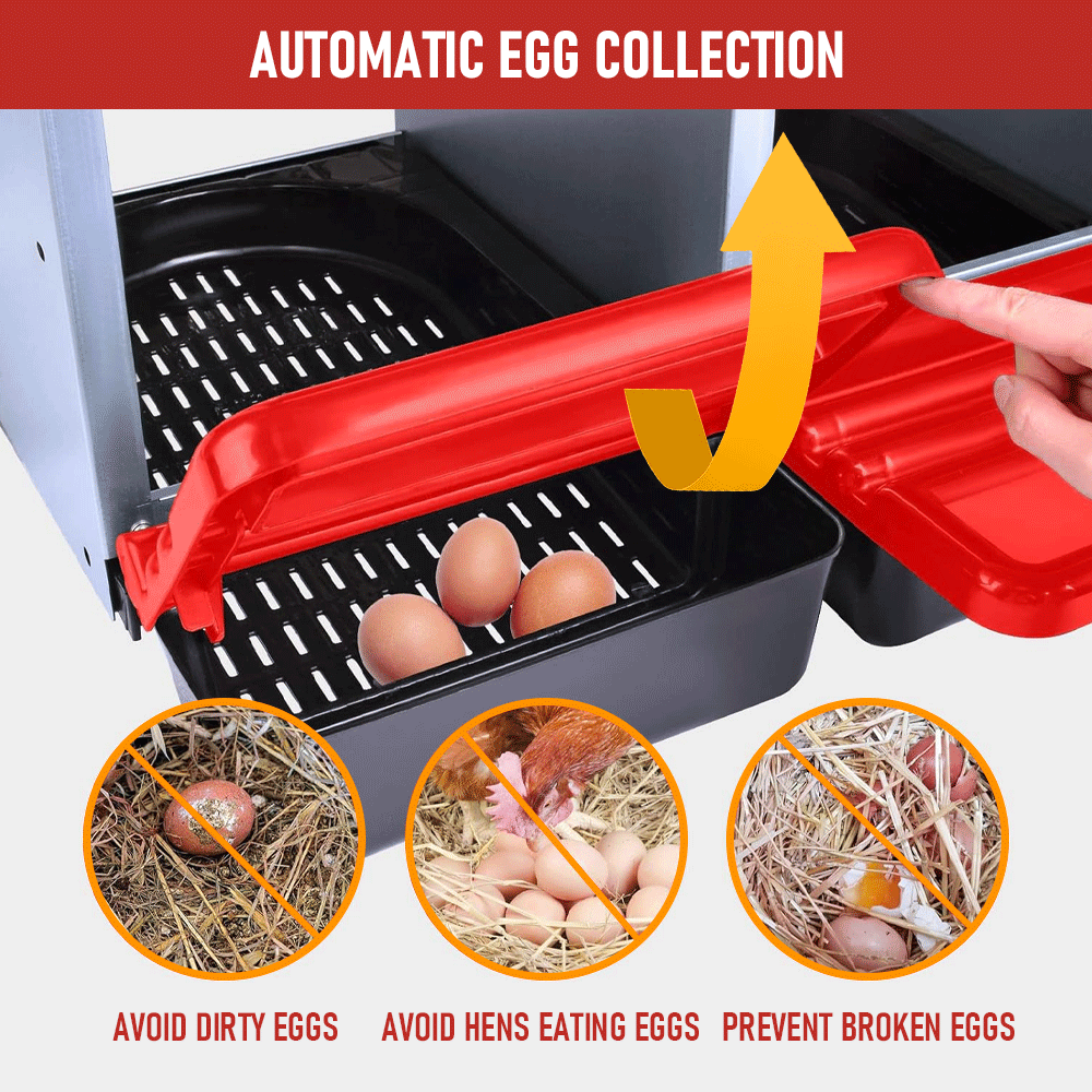 Chicken Hen Coop Hutch Nesting Box 3-Hole Roll Away Metal Design 52x47.5x81cm Durable Indoor Outdoor Laying V985-NESTINGBOX