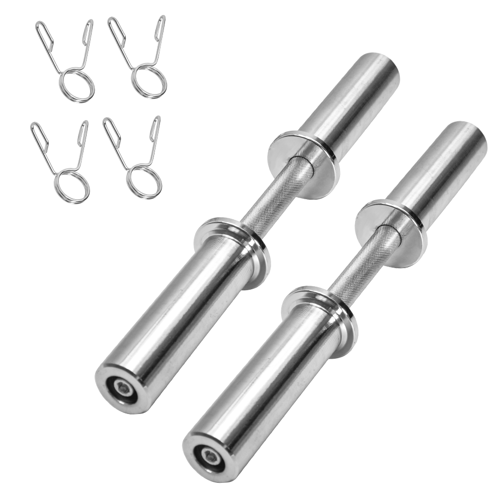 Olympic Barbell Bar 50cm Heavy Duty Dumbbell Handles Pair of Steel 100kg Weight Capacity with Spring Collars V985-OLYMPICBARBELL