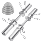 Olympic Barbell Bar 50cm Heavy Duty Dumbbell Handles Pair of Steel 100kg Weight Capacity with Spring Collars V985-OLYMPICBARBELL